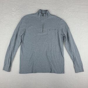 Criquet Sweater‎ Mens Medium Gray Organic Cotton Quarter Zip Sweatshirt